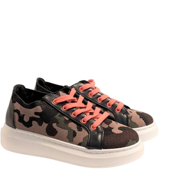 Forever 21 Brown/Green Camo Print Coral Lace-Up Sneaker Shoes New Size 8 - Picture 5 of 9